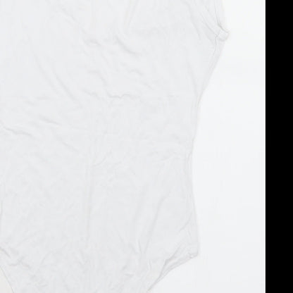 Rebel Womens White  Viscose Unitard One-Piece Size 10  Snap