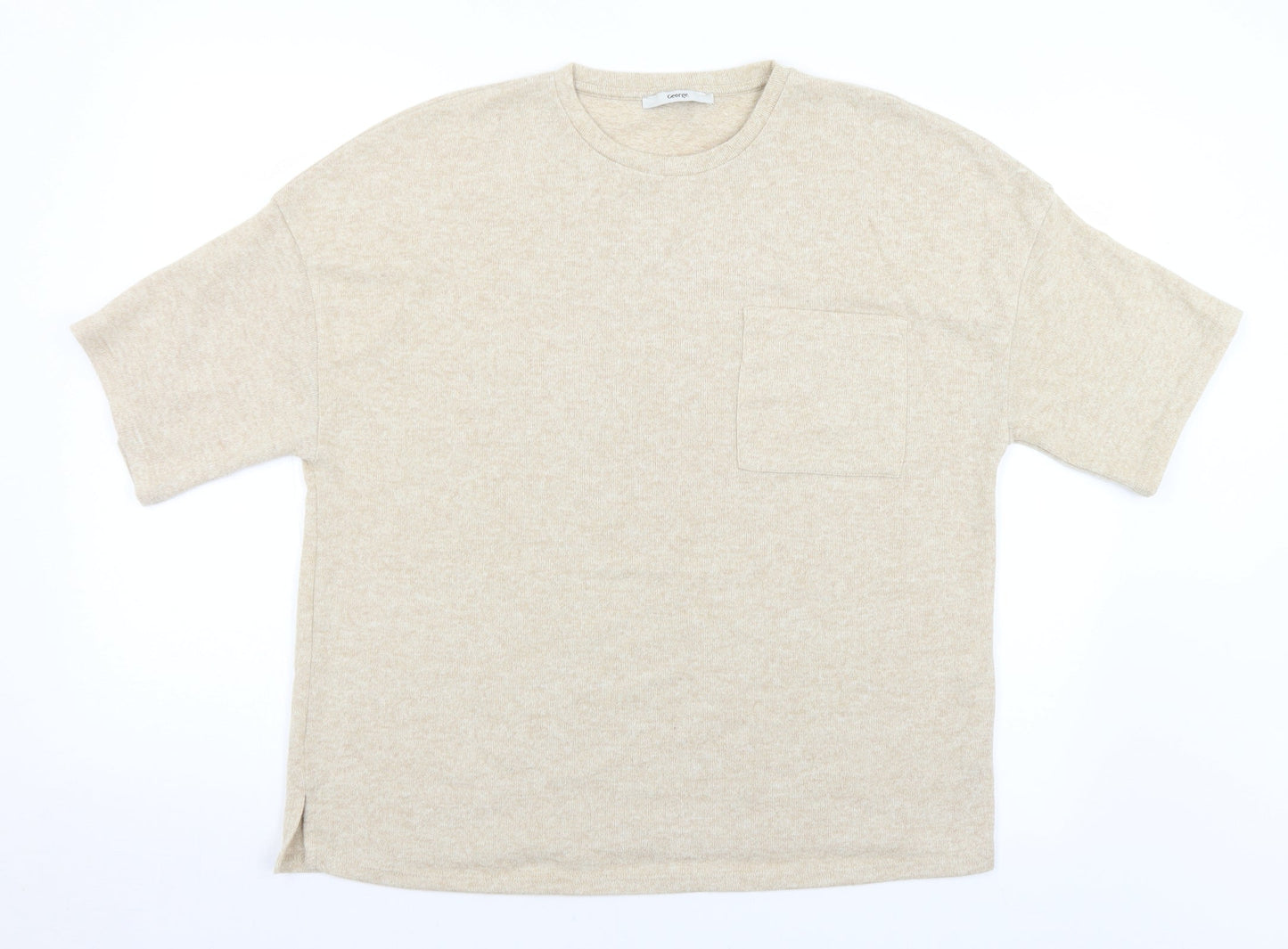 George Womens Beige Crew Neck  Polyester Pullover Jumper Size 14