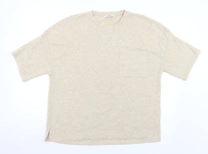 George Womens Beige Crew Neck  Polyester Pullover Jumper Size 14