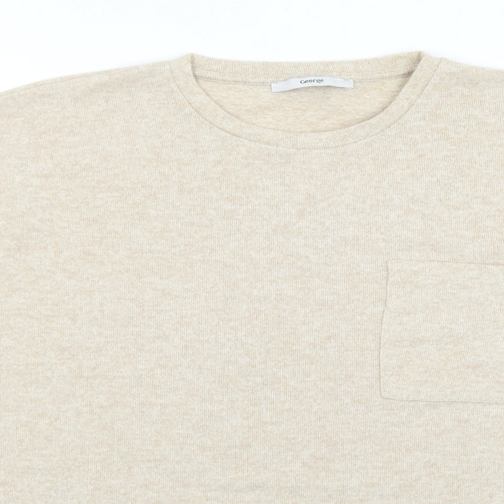 George Womens Beige Crew Neck  Polyester Pullover Jumper Size 14