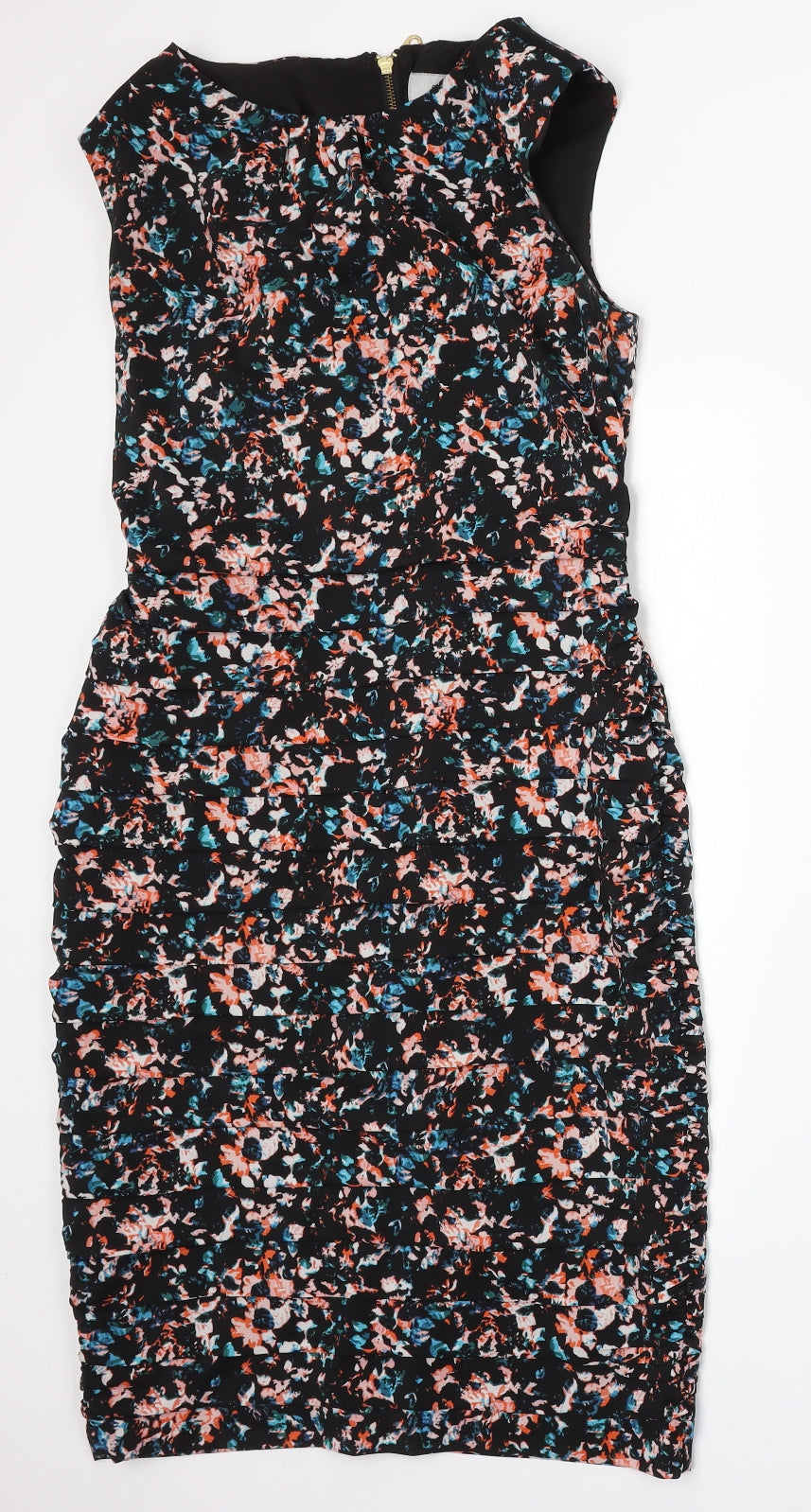 Coast Womens Multicoloured Floral Polyester Bodycon  Size 12  Round Neck