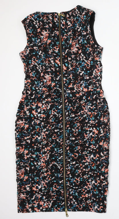 Coast Womens Multicoloured Floral Polyester Bodycon  Size 12  Round Neck