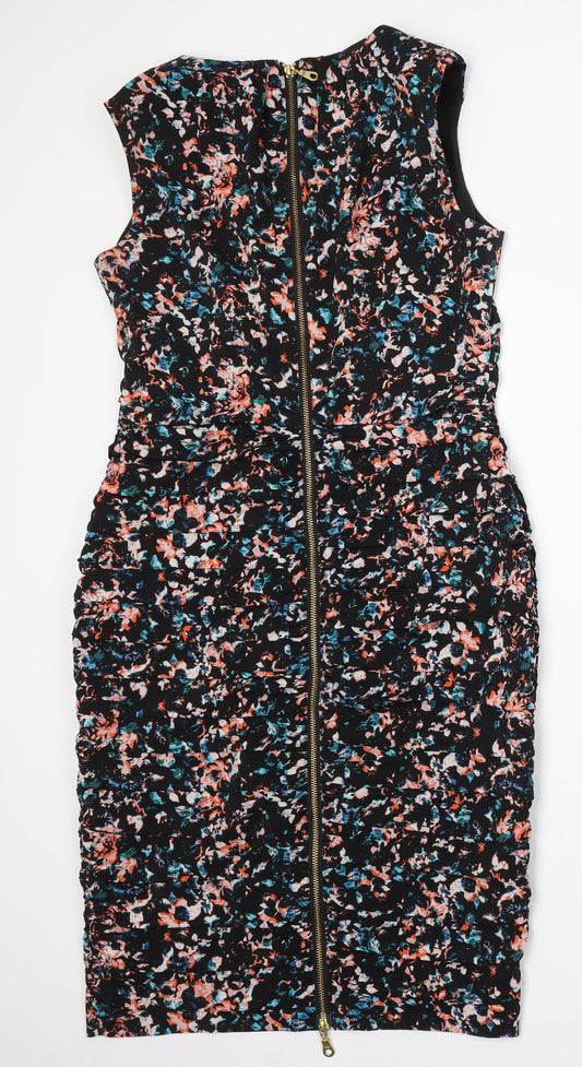 Coast Womens Multicoloured Floral Polyester Bodycon  Size 12  Round Neck