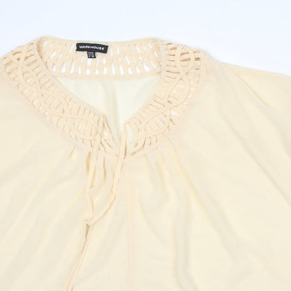 Womens UK Size 10 Warehouse Beige Basic Blouse