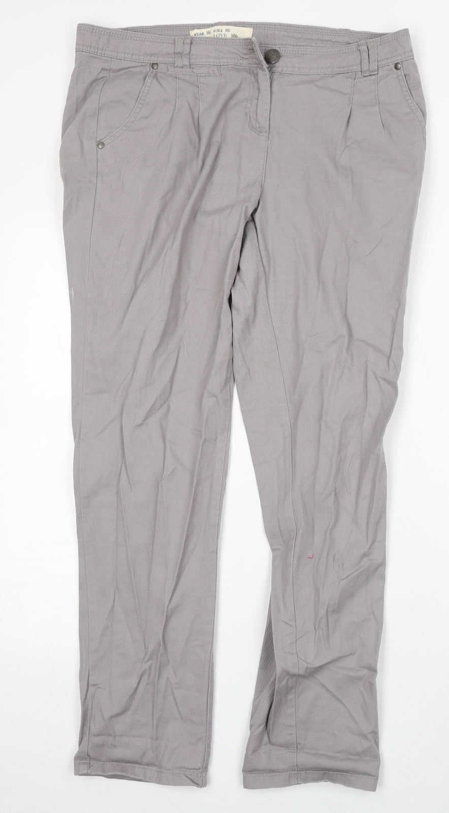 New Look Womens Grey  Cotton Straight Jeans Size 14 L32 in Regular