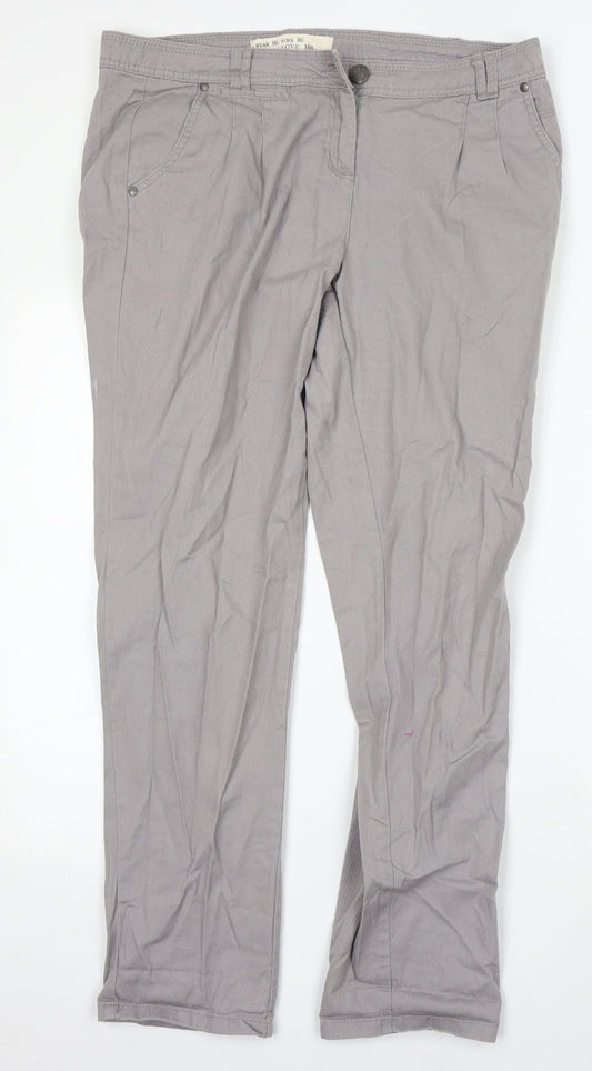New Look Womens Grey  Cotton Straight Jeans Size 14 L32 in Regular