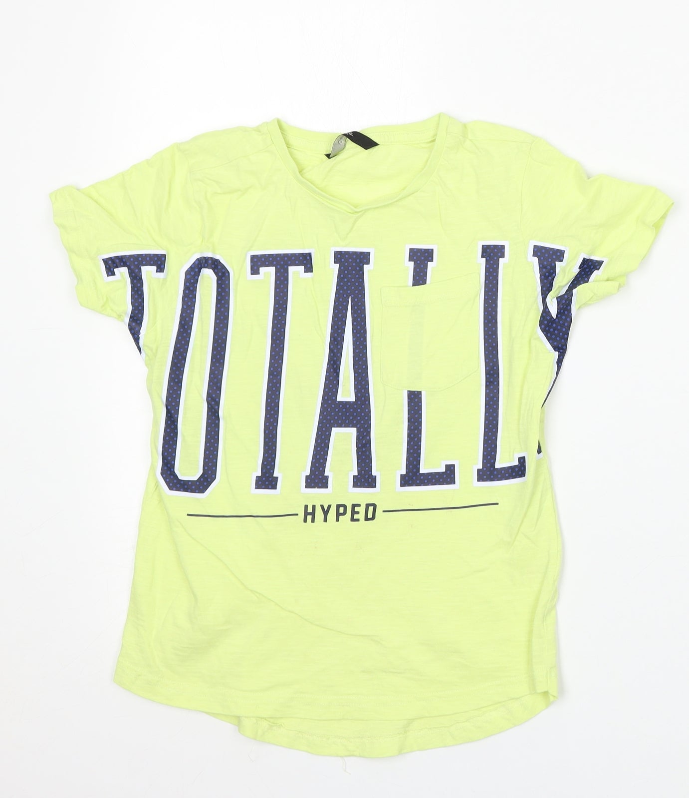 George Girls Green  Cotton Basic T-Shirt Size 8-9 Years Round Neck