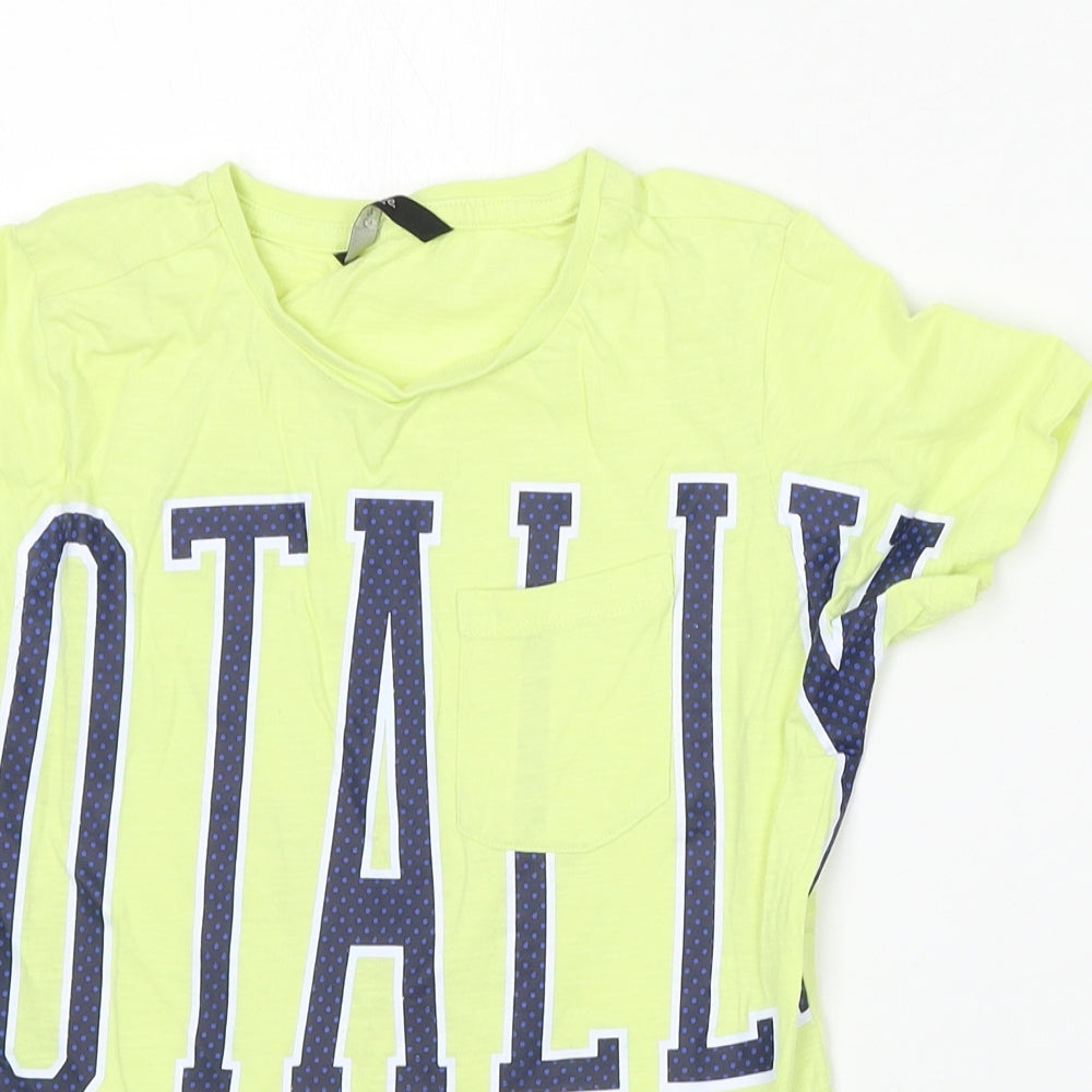George Girls Green  Cotton Basic T-Shirt Size 8-9 Years Round Neck