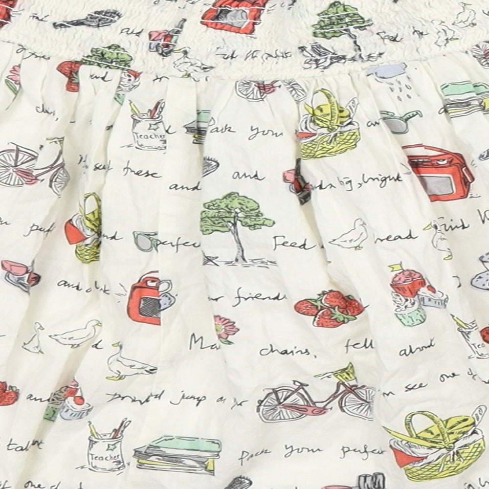 Johnnie Girls White Geometric Cotton Skater Skirt Size 11-12 Years  Regular