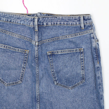 Very Womens Blue  Cotton A-Line Skirt Size 12