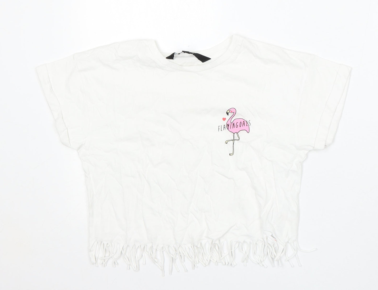 915 Generation Girls White  Cotton Basic T-Shirt Size 10-11 Years Round Neck
