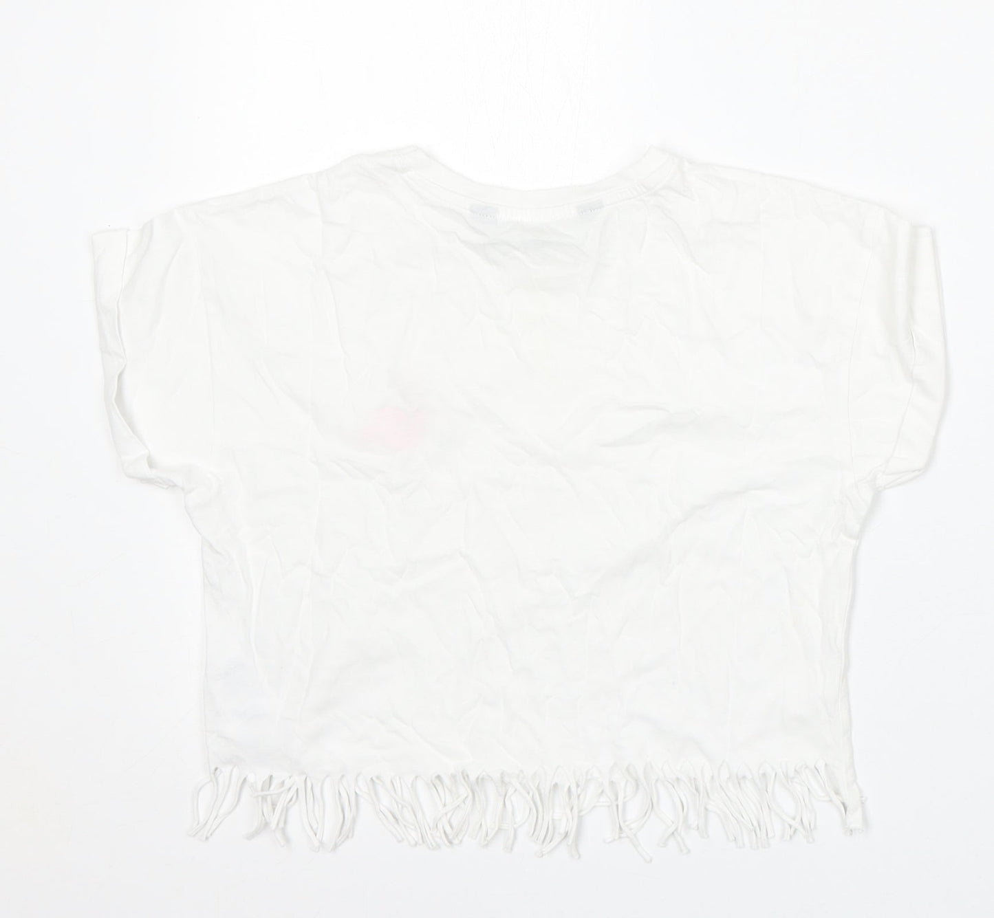 915 Generation Girls White  Cotton Basic T-Shirt Size 10-11 Years Round Neck