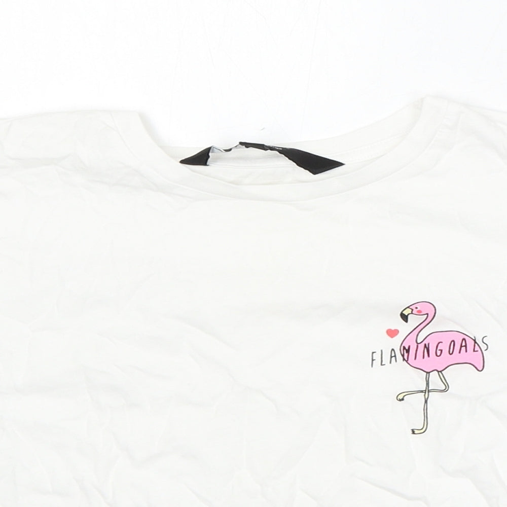 915 Generation Girls White  Cotton Basic T-Shirt Size 10-11 Years Round Neck