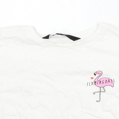 915 Generation Girls White  Cotton Basic T-Shirt Size 10-11 Years Round Neck