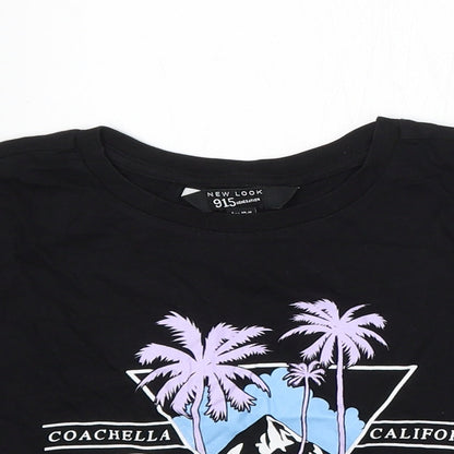 915 Generation Girls Black  Cotton Basic T-Shirt Size 10-11 Years Round Neck  - Coachella
