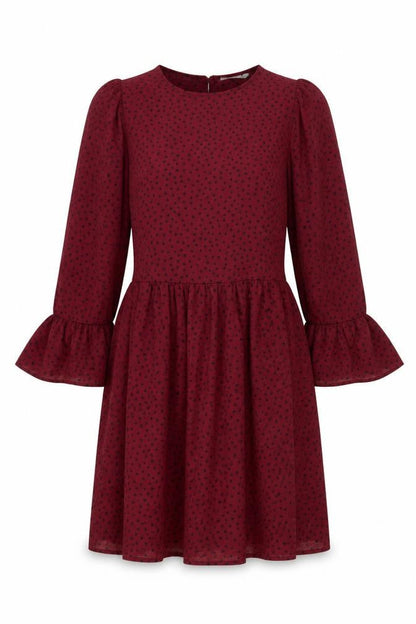 ASOS Womens Red Polka Dot Polyester A-Line  Size 12  Round Neck