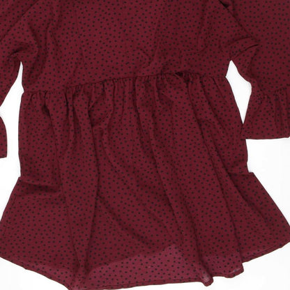 ASOS Womens Red Polka Dot Polyester A-Line  Size 12  Round Neck