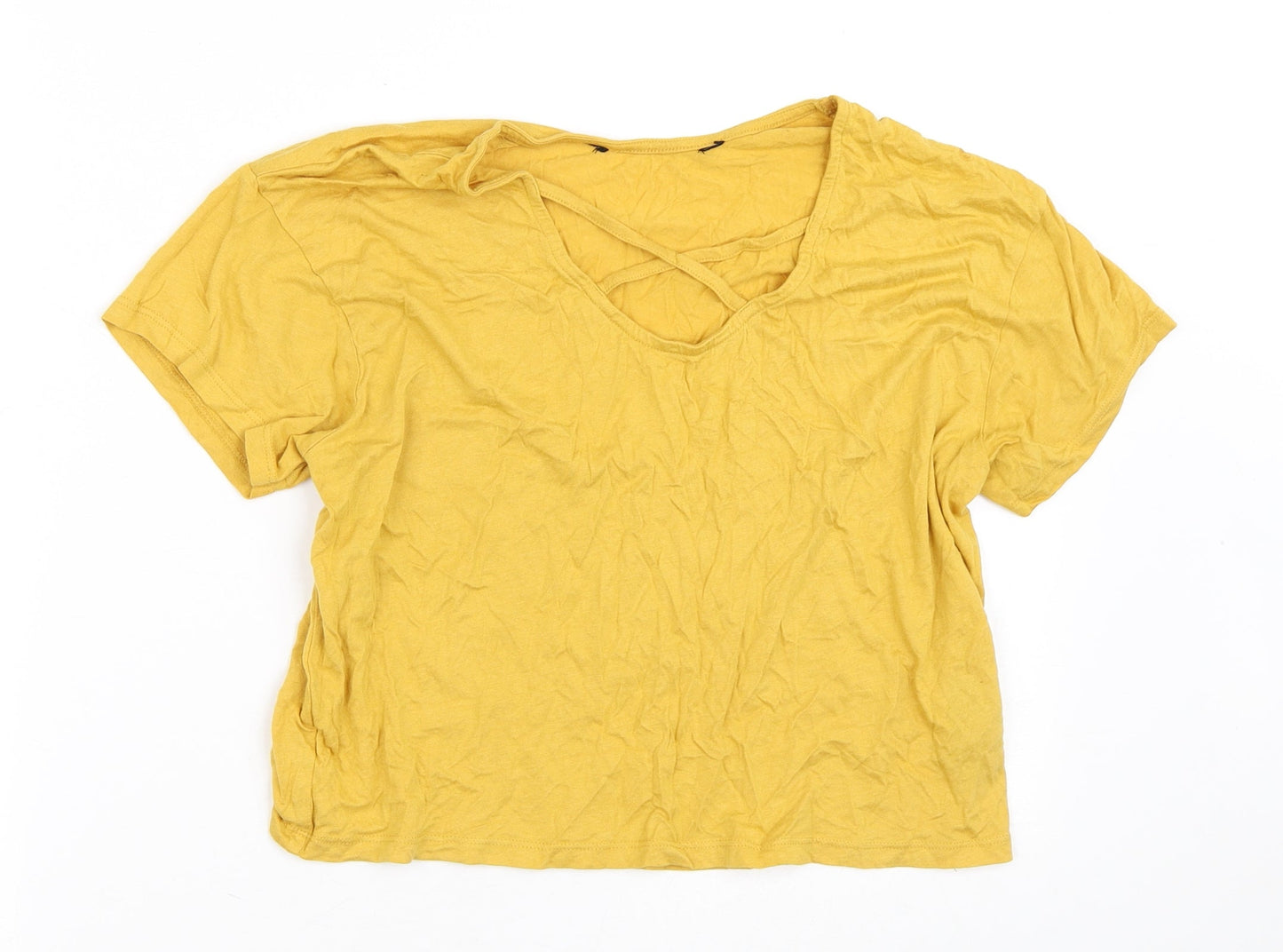 915 Generation Girls Yellow  Cotton Cropped T-Shirt Size 14-15 Years V-Neck