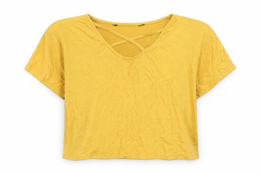 915 Generation Girls Yellow  Cotton Cropped T-Shirt Size 14-15 Years V-Neck