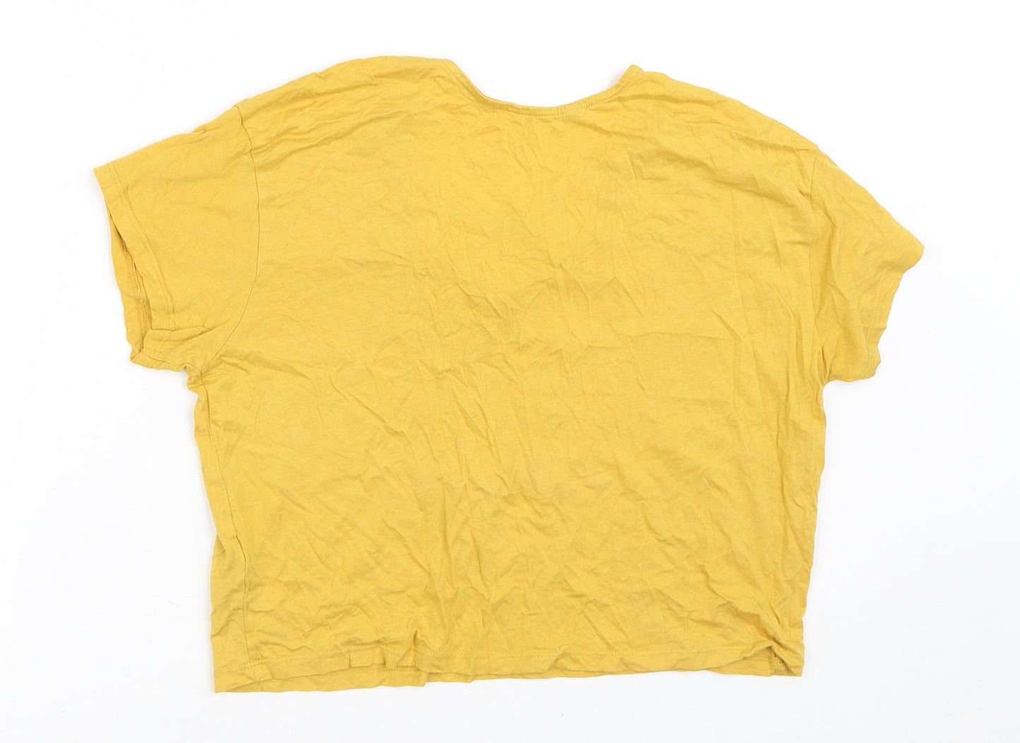 915 Generation Girls Yellow  Cotton Cropped T-Shirt Size 14-15 Years V-Neck