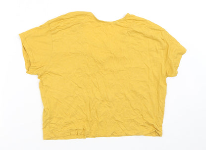 915 Generation Girls Yellow  Cotton Cropped T-Shirt Size 14-15 Years V-Neck