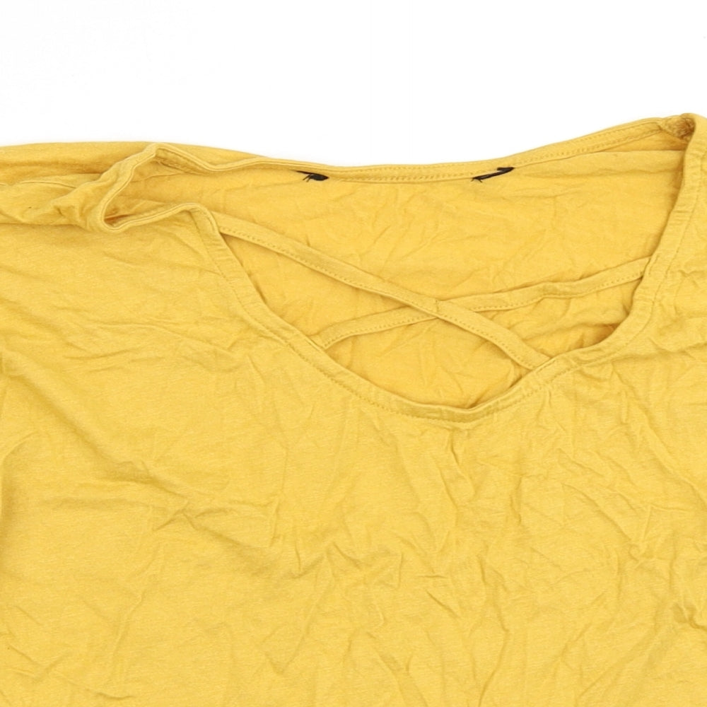 915 Generation Girls Yellow  Cotton Cropped T-Shirt Size 14-15 Years V-Neck