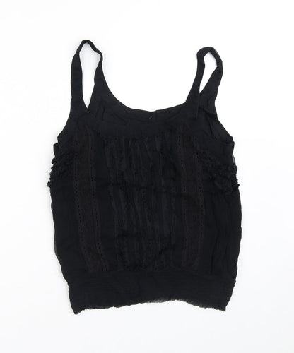 FRANSA Womens Black  Viscose Camisole Blouse Size L Round Neck