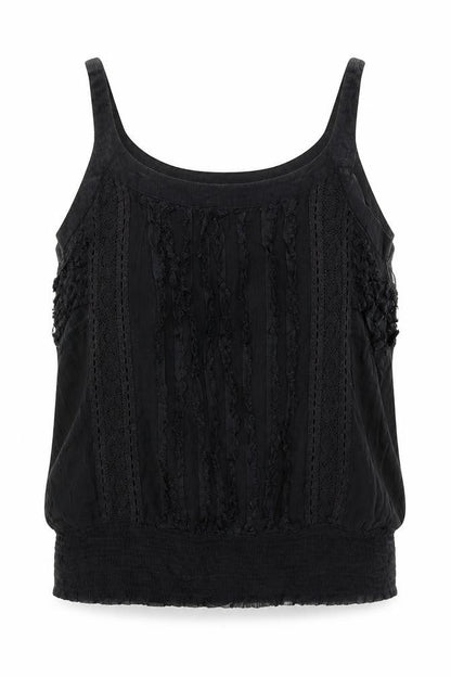 Fransa Womens Black  Viscose Camisole Blouse Size L Round Neck