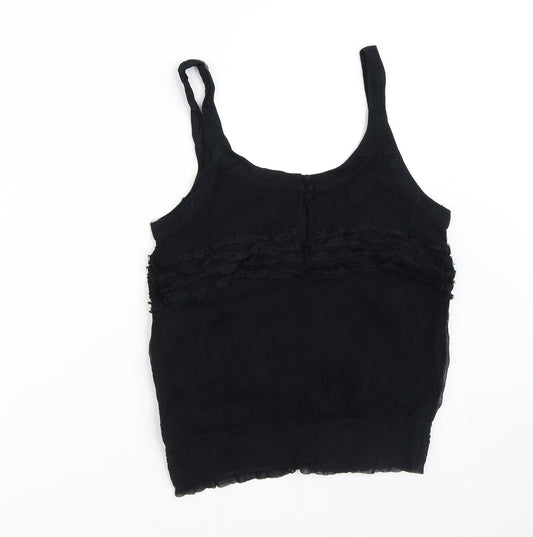FRANSA Womens Black  Viscose Camisole Blouse Size L Round Neck
