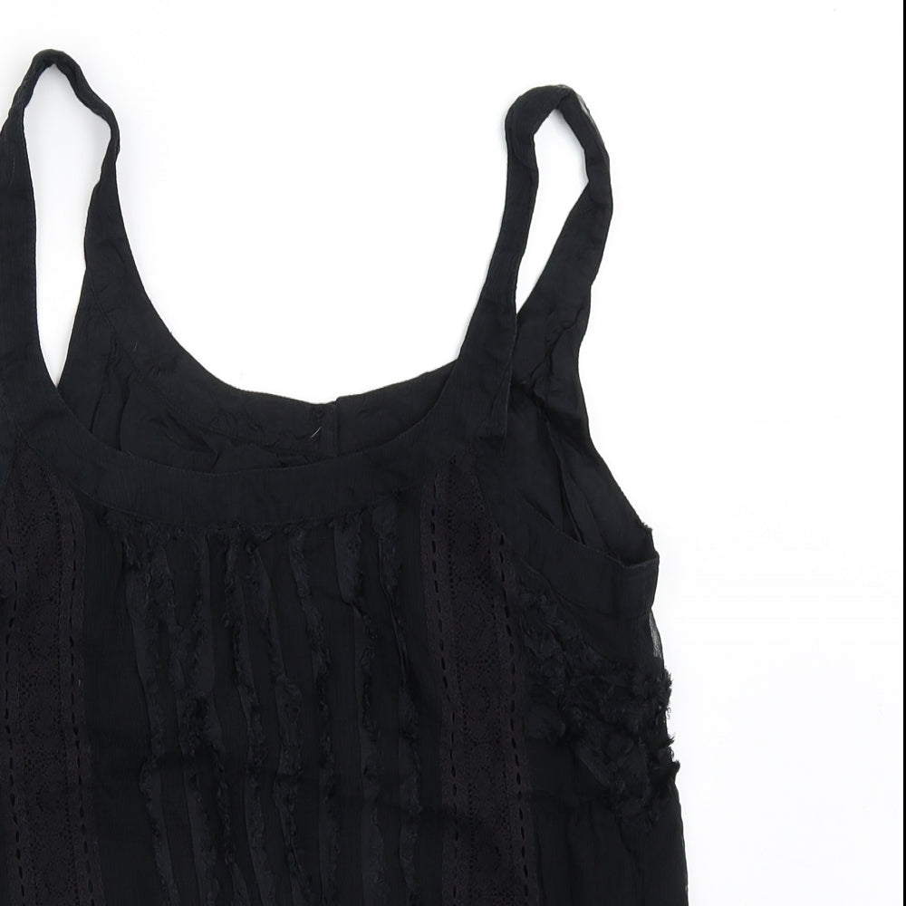 FRANSA Womens Black  Viscose Camisole Blouse Size L Round Neck