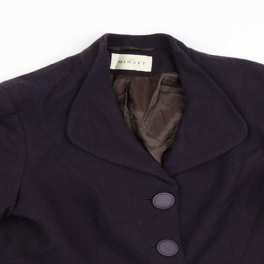 Minuet Womens Brown Striped  Jacket Blazer Size 16  Button
