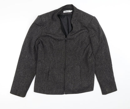 M&Co Womens Black Striped  Jacket Blazer Size 16  Zip