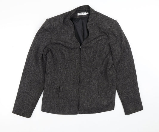 M&Co Womens Black Striped  Jacket Blazer Size 16  Zip