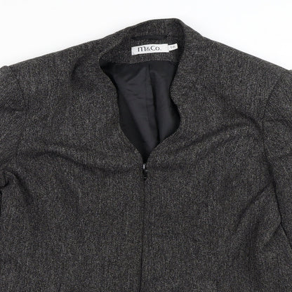 M&Co Womens Black Striped  Jacket Blazer Size 16  Zip