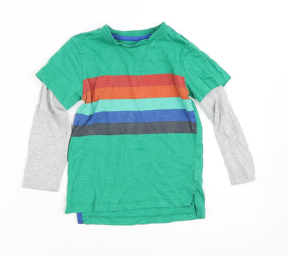 NEXT Boys Green Striped Cotton Basic Casual Size 2-3 Years Crew Neck
