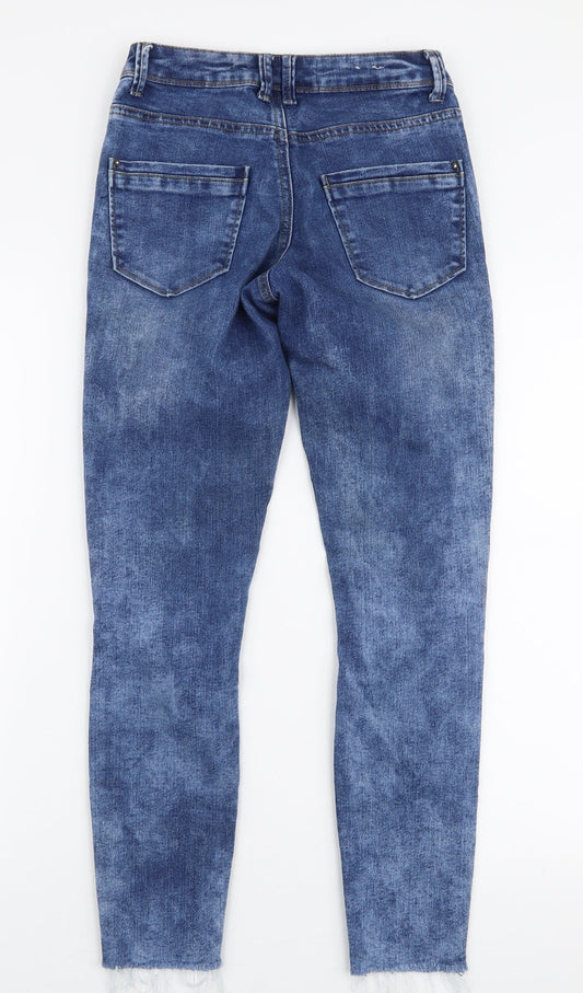 New Look Womens Blue  Cotton Skinny Jeans Size 8 L32 in Slim Zip