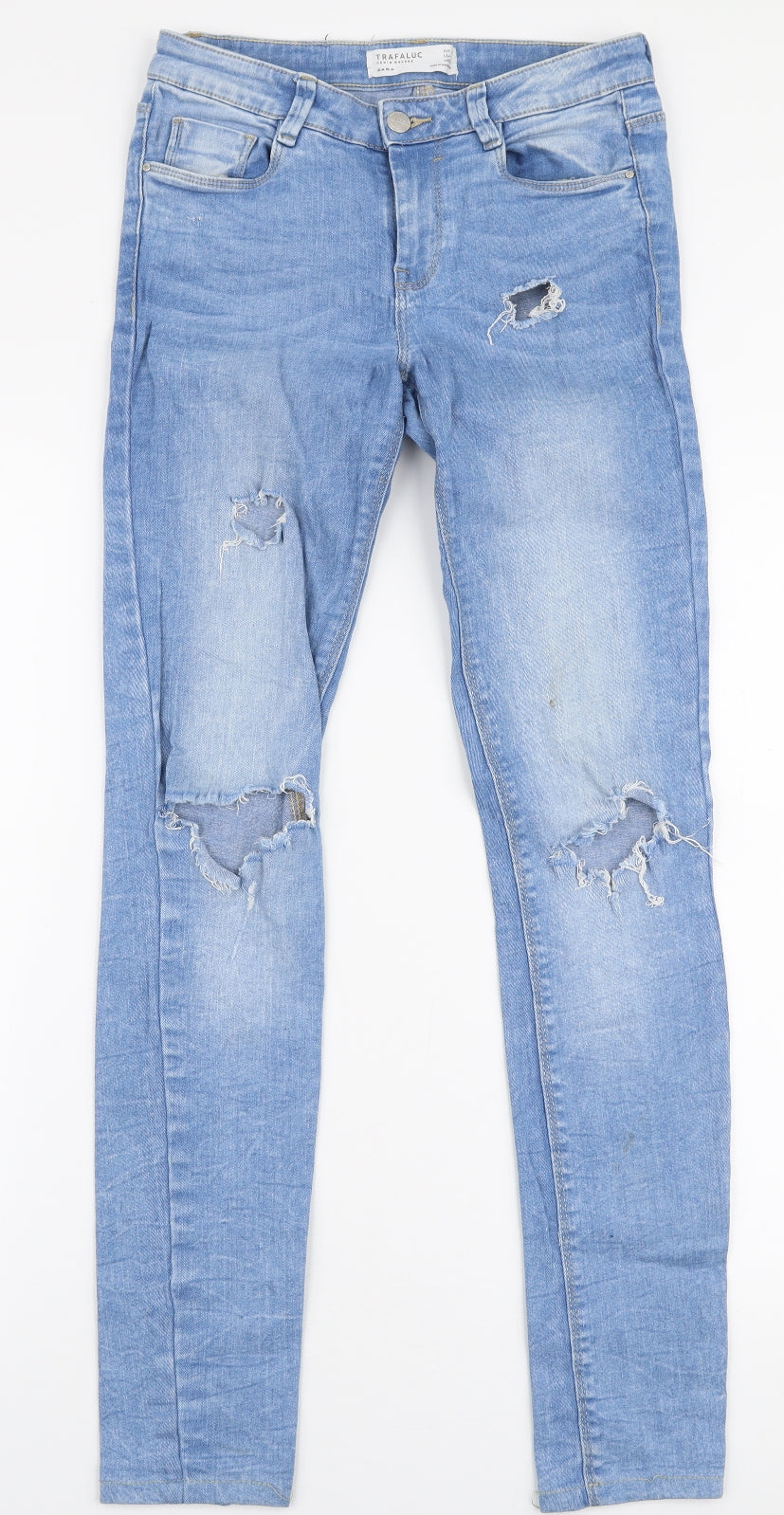 Zara Mens Blue  Polyester Skinny Jeans Size 27 in L30 in Slim Zip