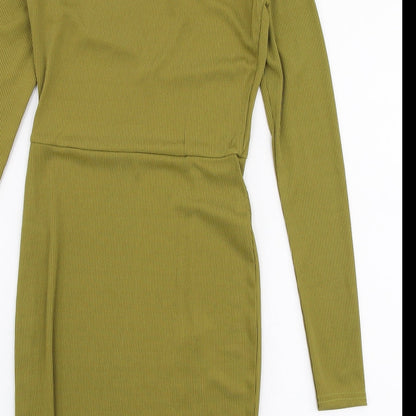 PRETTYLITTLETHING Womens Green  Polyester Bodycon  Size 8  V-Neck Pullover