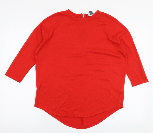 Primark Womens Red Round Neck  Polyester Pullover Jumper Size S
