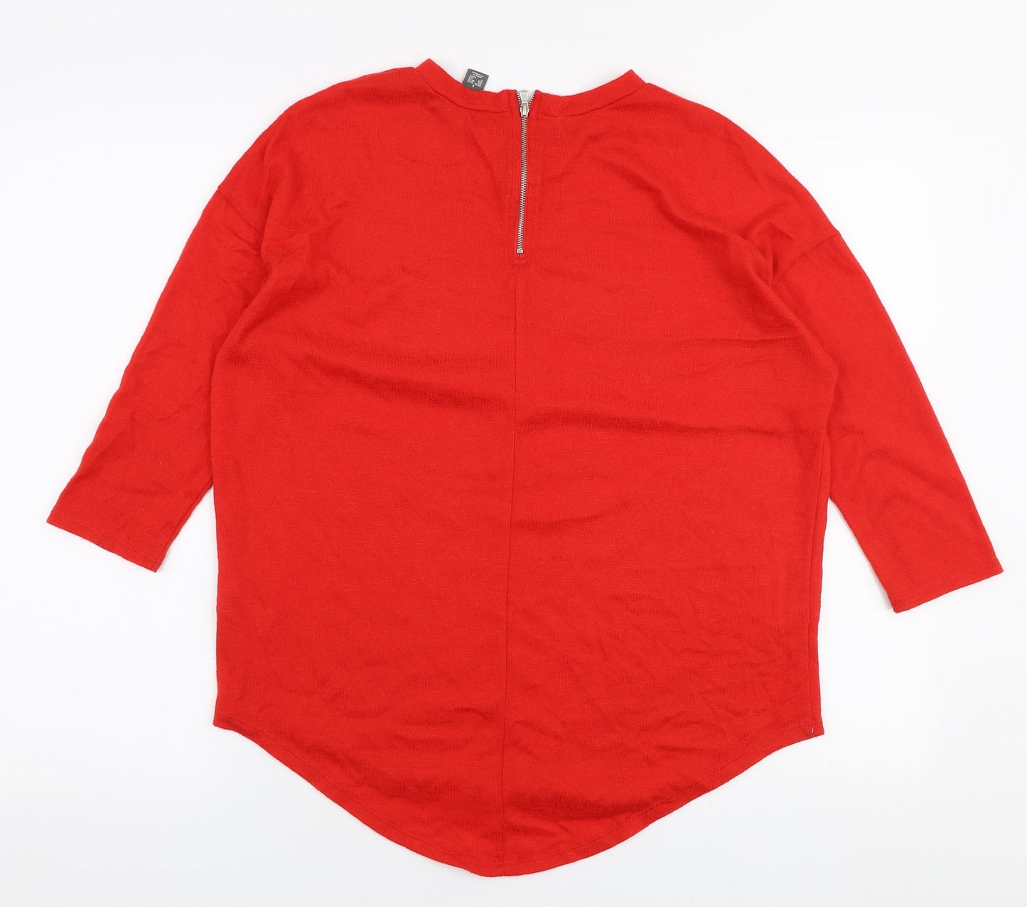 Primark Womens Red Round Neck  Polyester Pullover Jumper Size S