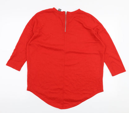 Primark Womens Red Round Neck  Polyester Pullover Jumper Size S