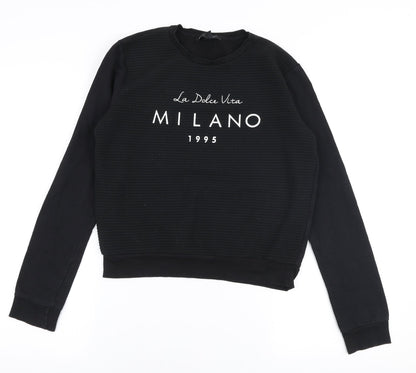Atmosphere Womens Black  Polyester Pullover Sweatshirt Size 6  Pullover - Milano