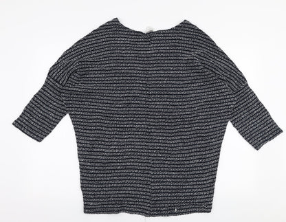 Apricot Womens Blue V-Neck Striped Acrylic Pullover Jumper Size S