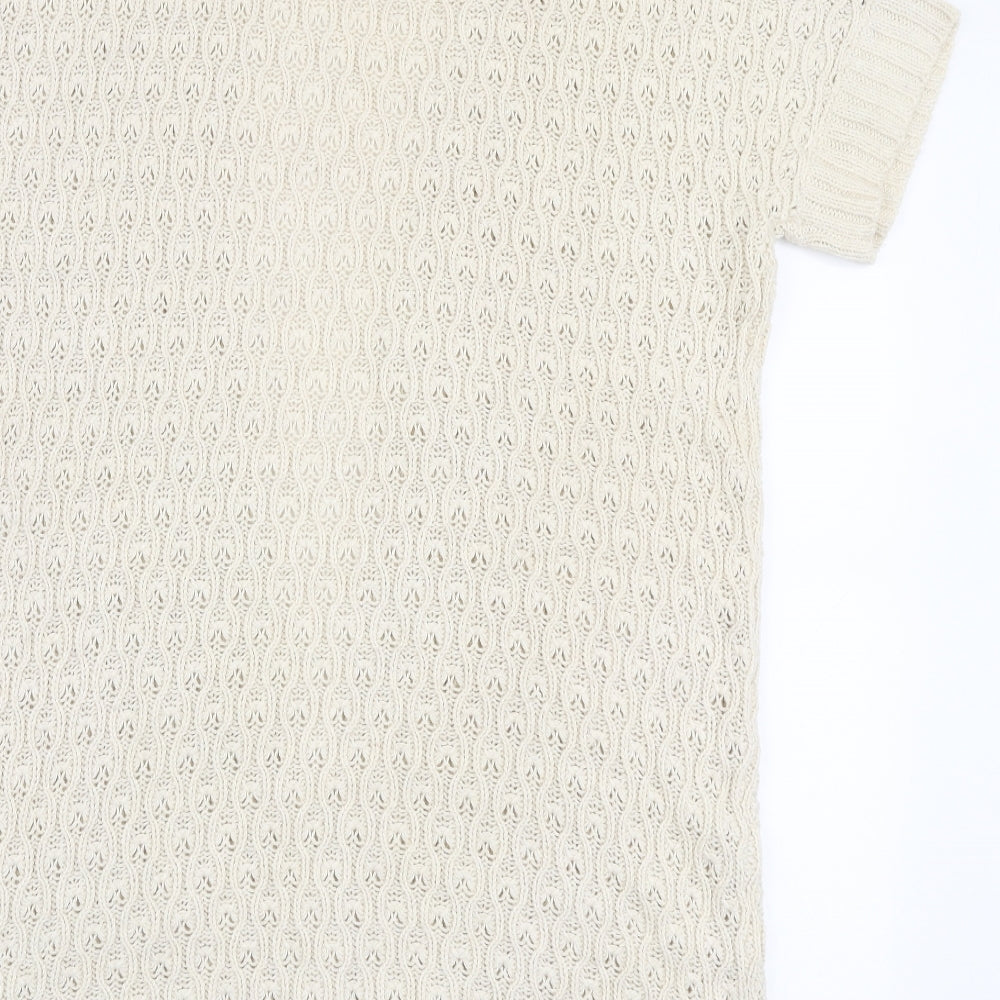 Gap Womens Beige Collared  Cotton Cardigan Jumper Size M