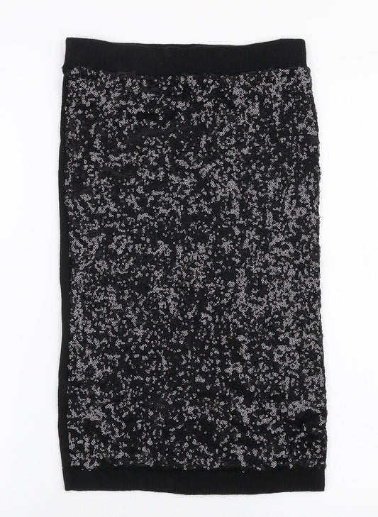 Miss Selfridge Womens Black  Acrylic Straight & Pencil Skirt Size 8