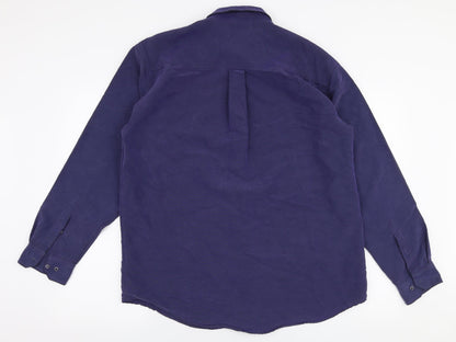Tesco Mens Blue  Polyester  Button-Up Size M Collared Button