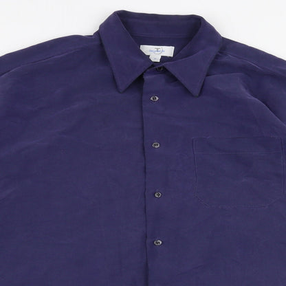 Tesco Mens Blue  Polyester  Button-Up Size M Collared Button