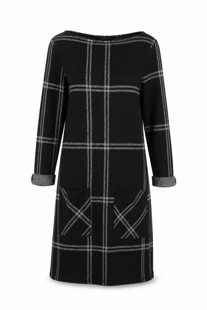 Atmosphere Womens Black Plaid Polyester A-Line  Size 6  Round Neck Pullover