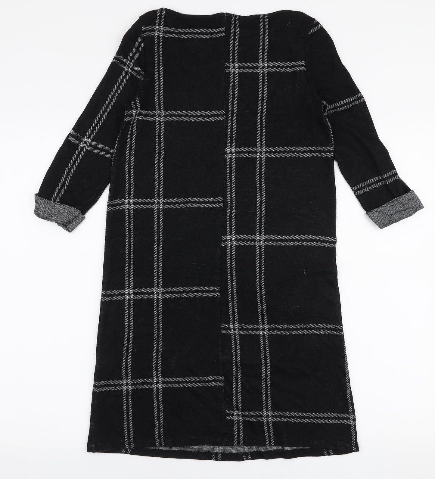 Atmosphere Womens Black Plaid Polyester A-Line  Size 6  Round Neck Pullover