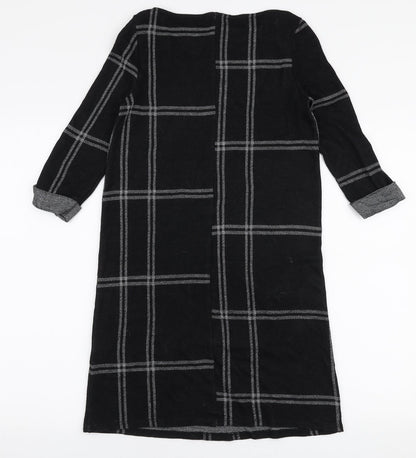 Atmosphere Womens Black Plaid Polyester A-Line  Size 6  Round Neck Pullover